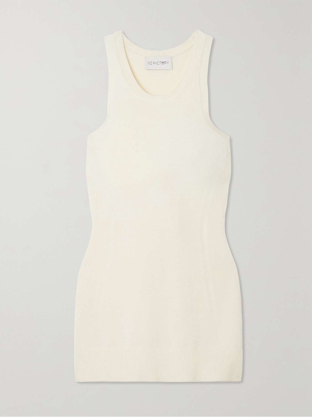 AZ Factory MyBody Cream Stretch Knit Racer Tank Top Alber Elbaz Size L